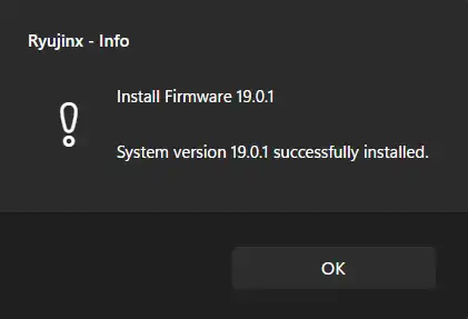 Ryujinx firmware installation confirmation message